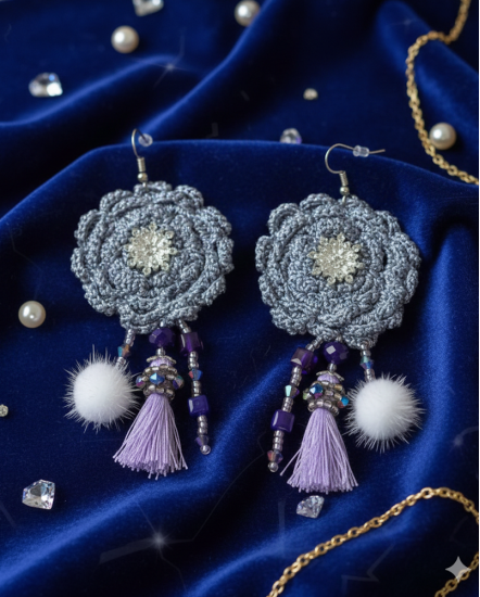 Háčkované dizajnové náušnice "Dizajn s emóciou"